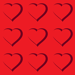 Image showing Abstract red background with hearts