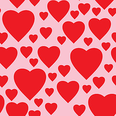 Image showing Simple pink background with red hearts