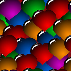 Image showing Abstract background with glass multicolor hearts