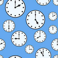 Image showing Abstract background with office clocks