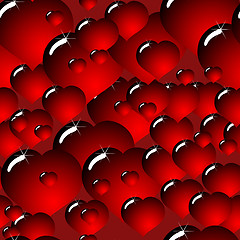 Image showing Background with glass dark-red hearts