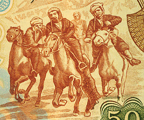 Image showing Horsemen Competing at Buzkashi 