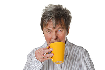 Image showing Woman drinking coffee