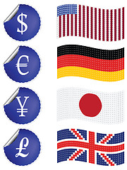 Image showing international currency labels with flags