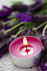 Image showing candle with lavender