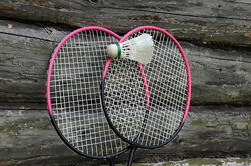 Image showing Badminton Rackets and Ball