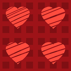 Image showing Abstract red background with hearts