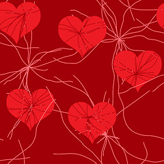 Image showing Abstract red grunge background with hearts