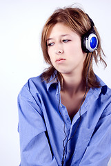 Image showing Young girl in headphones   