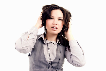 Image showing Young girl in headphones   