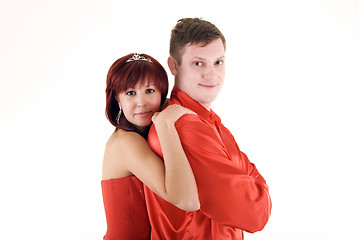 Image showing Young couple in red