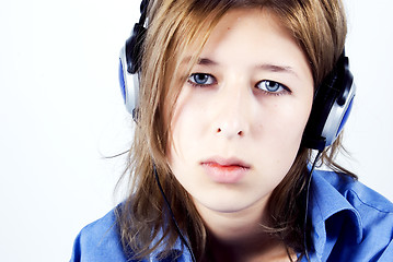 Image showing Young girl in headphones   