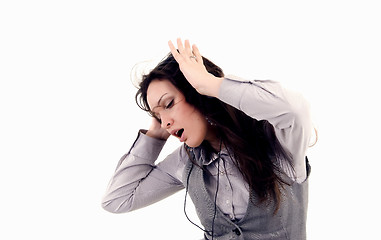 Image showing Young girl in headphones  