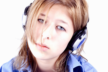 Image showing Young girl in headphones 