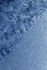 Image showing Frost patterns on window glass in winter 