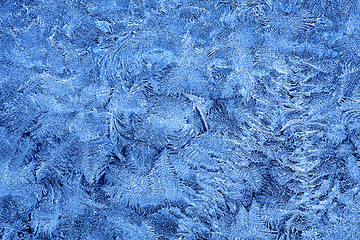 Image showing Frost patterns on window glass in winter