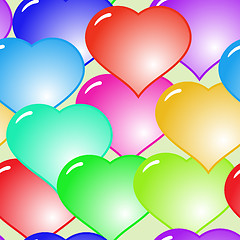 Image showing Background with glass multicolor hearts