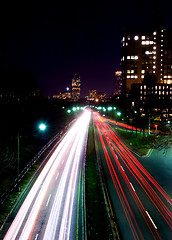 Image showing Night on highway. Boston