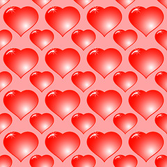 Image showing Abstract red background with hearts