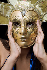 Image showing Portrait of girl in a Venetian mask