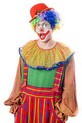 Image showing Portrait of a surprised clown