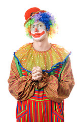 Image showing Portrait of a pensive clown