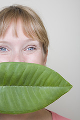 Image showing Woman and Leaf