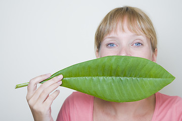 Image showing Woman Looking Up