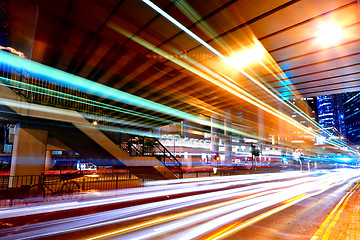 Image showing light trails in mega city