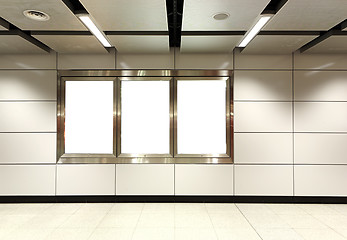 Image showing Blank billboard in metro station