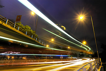 Image showing Highway traffic at night