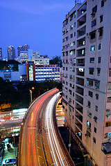 Image showing traffic in city at night view from high