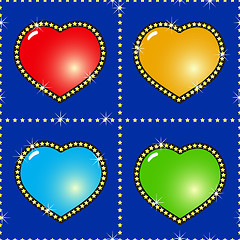 Image showing Abstract background with glass multicolor hearts