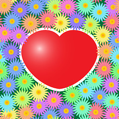 Image showing Background with red hearts and flowers