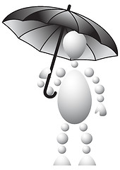 Image showing Man with black umbrella