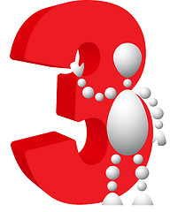 Image showing Man with red symbol of 3