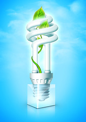 Image showing Luminous Bulb With Plant