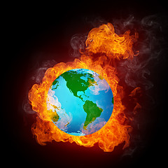 Image showing Globe in Flame