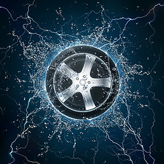 Image showing Car Wheel Water