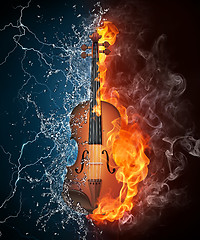 Image showing Violin on Fire and Water