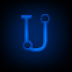 Image showing Neon Letter U