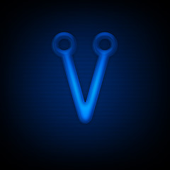 Image showing Neon Letter V