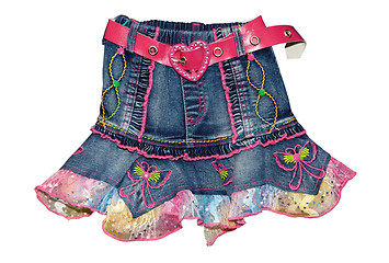 Image showing Blue children girl mini skirt isolated
