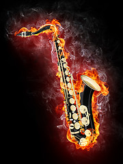 Image showing Saxophone in Flame