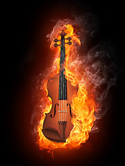 Image showing Violin in Fire