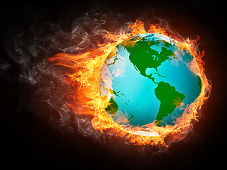 Image showing Globe in Flame