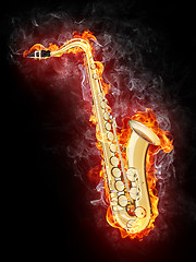 Image showing Saxophone in Flame