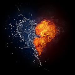 Image showing Heart in Fire and Water