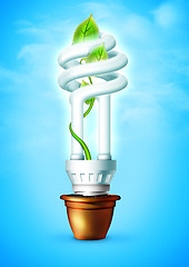 Image showing Luminous Bulb With Plant