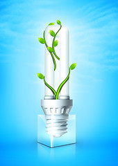 Image showing Luminous Bulb With Plant